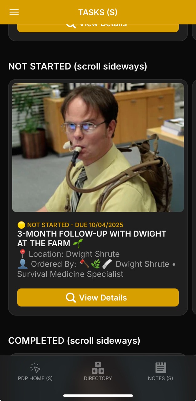 Tasks Page (Not Started)